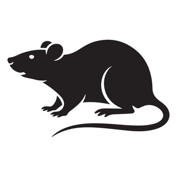 black rat silhouette on white background clip art preview