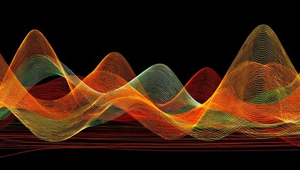 Vibrant Waveform Spectrum Against the Inky Abyss