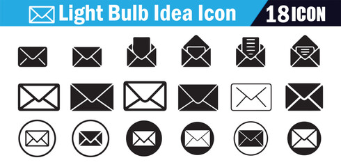 Email envelope vector icons set for website or application mail and message symbols collection