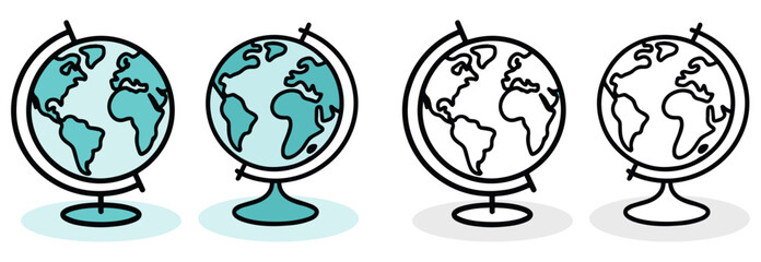 Abstract vector illustration of global geography symbols and a background with flowers, perfect for education and travel themes