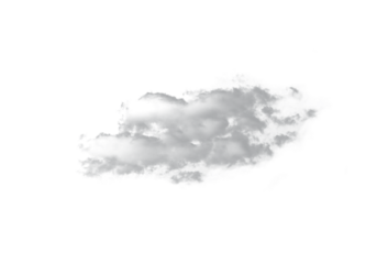 Soft isolated gray cloud floats on a clean white background for dreamy visual design. This subtle atmospheric element enhances minimalist creative projects. Perfect for nature, weather, and sky themes