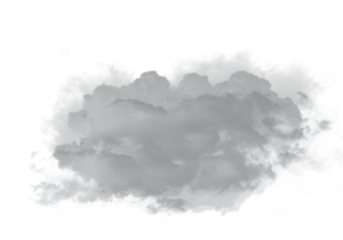 Soft isolated gray cloud floats on a clean white background for dreamy visual design. This subtle atmospheric element enhances minimalist creative projects. Perfect for nature, weather, and sky themes