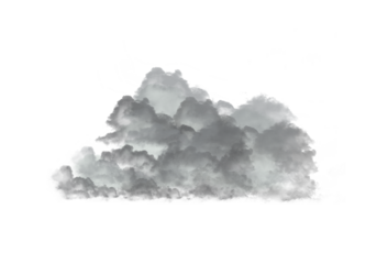 Soft isolated gray cloud floats on a clean white background for dreamy visual design. This subtle atmospheric element enhances minimalist creative projects. Perfect for nature, weather, and sky themes