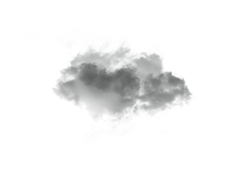 Soft isolated gray cloud floats on a clean white background for dreamy visual design. This subtle atmospheric element enhances minimalist creative projects. Perfect for nature, weather, and sky themes