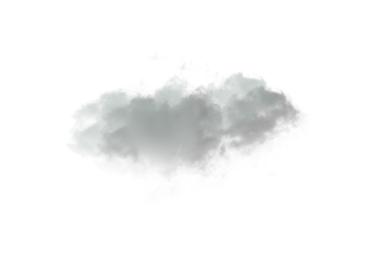 Soft isolated gray cloud floats on a clean white background for dreamy visual design. This subtle atmospheric element enhances minimalist creative projects. Perfect for nature, weather, and sky themes