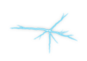 Vibrant blue Lightning Energy Effect on White Background creating a glowing electric burst visual. Dynamic electric strike illustration ideal for digital design. Neon storm bolt graphic for creative p