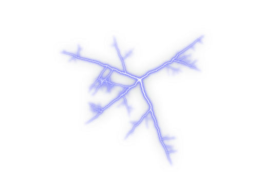 Vibrant purple lightning fractal forms an energetic abstract shape. Soft glowing branches create a striking electric visual. Ideal for digital art, backgrounds, and modern design projects.