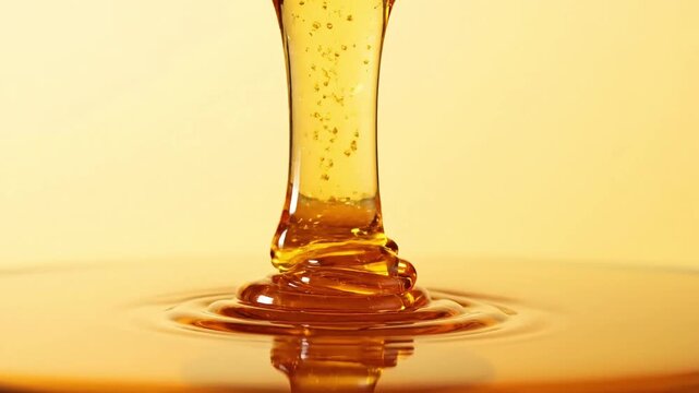 Golden Honey Dripping Slowly in a Viscous Stream.