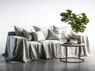 Elegant Living Room Couch With Circular Table