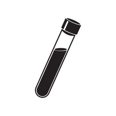 Black Color Blood test tube Silhouette Vector Illustration, Solid White Background.