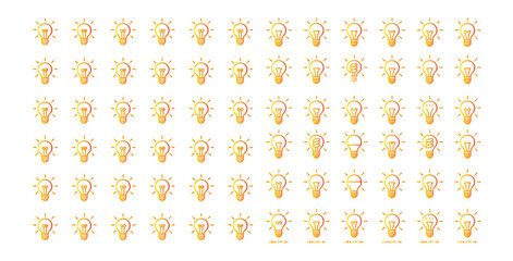 Set of vector illustration light bulbs with gradient color for inspiration or idea concept