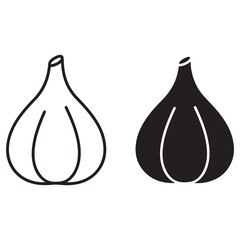 Simple Garlic Bulb Outline and Silhouette Icons