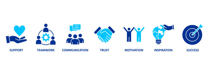 Banner collaboration and teamwork with icons