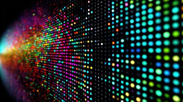 Led screen texture shows colorful lights with dot display patterns, rgb television pixel pattern screen and modern video wall background