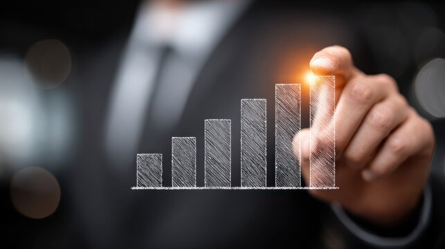 Sales performance analysis with digital graph showing optimization and improved efficiency - Powered by Adobe