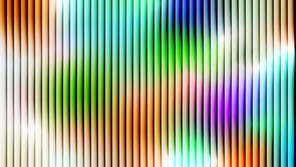 Abstract background with vertical stripes over a vibrant, blurred multicolor light display.