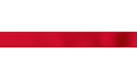 A single strip of vibrant red satin ribbon stretched horizontally isolated on transparent background