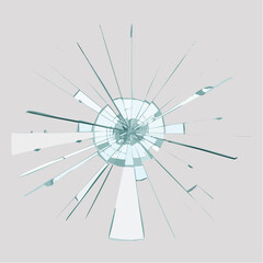 Obraz premium Bris de vitre en gros plan, éclats de verre, verre cassé, étoile