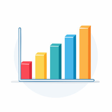 Graphique statistique, colonnes color&eacute;es, tendance, histogramme, barres, graphique, couleurs, isol&eacute; sur fond blanc