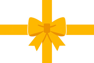 Golden Yellow Satin Ribbon Bow on Solid Background: Premium Luxury Silk Fabric for Gift Wrap and Decoration