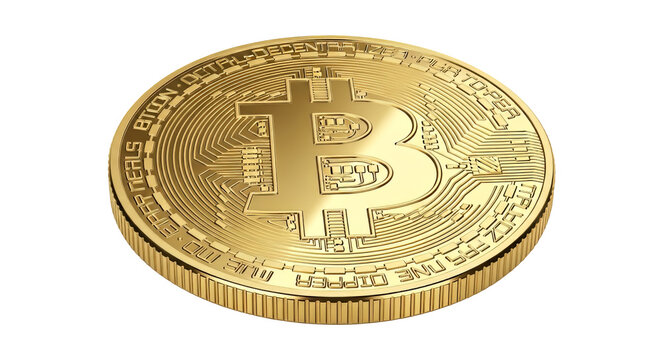 Golden bitcoin cryptocurrency coin showcasing digital currency and blockchain technology for financial investment success on transparent background