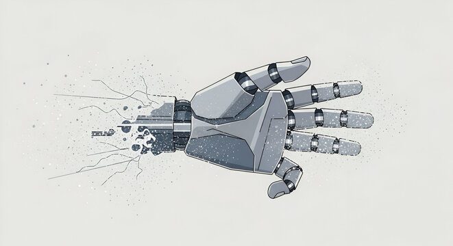 Futuristic Robot Hand Illustration A Symbol of Technological Advancement and Innovation - Powered by Adobe