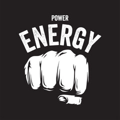 Vintage illustration logo of a strong fist energy