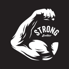 Vintage illustration logo of strong muscles
