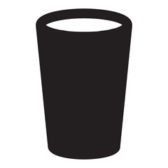 Black drink glass icon, beverage cup symbol, minimalist solid silhouette for food and drink illustrations or menu graphic elements