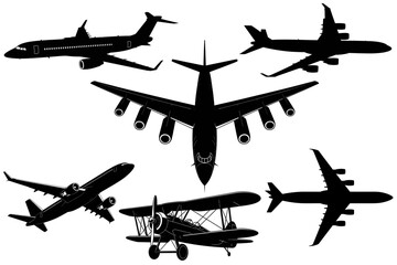 airplane silhouettes set