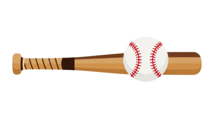Baseball bat and ball for game isolated PNG with Transparent Background