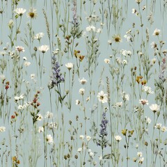 Gentle Hues of Floral Meadow Stillness