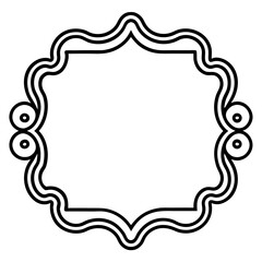 Ornate black and white decorative frame or label outline isolated on