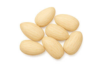 Obraz premium Blanched almond nuts piled, healthy snack ingredient ready for baking or cooking with transparent background