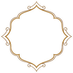 Ornate golden arabesque frame design isolated on