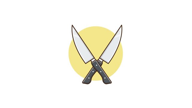 4k Chef Knife. Kitchen Tools and Culinary Arts Concept Animation Video 