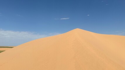 Golden Sand Dune Under Clear Blue Sky, Gobi Desert