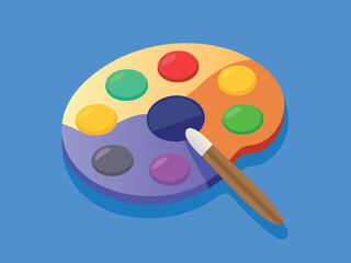 Vibrant Art Palette and Brush Flat Design