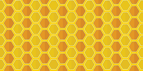 A vibrant geometric pattern of interlocking yellow honeycombs creating a lively background.