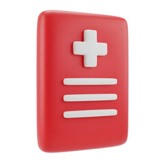 Obraz premium 3d illustration of 3d red medical record icon with white cross symbol isolated on transparent background