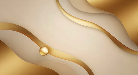 Elegant flowing golden waves with subtle shadows create a luxurious abstract background design isolated on white background