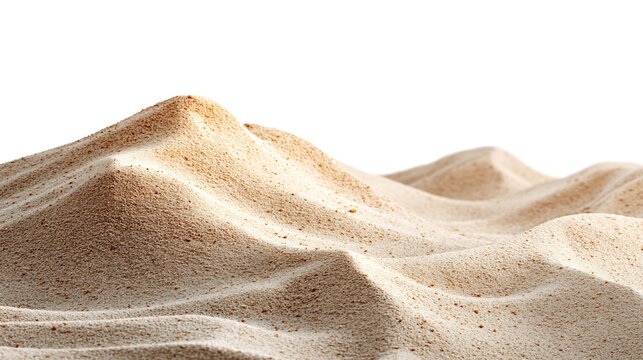 Abstract textured sand dunes with soft lighting and white background