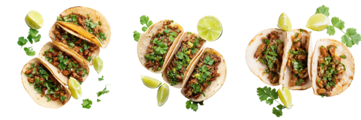 Tasty tacos with cilantro and lime culinary delight transparent background bright atmosphere