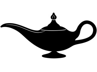 Arabic dream magic lamp black silhouette vector,magic lamp  icon