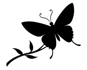 butterfly on a branch silhouette vector,butterfly  icon