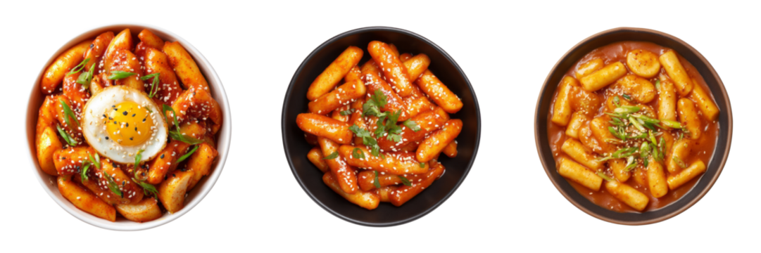 Delicious tteokbokki dishes on transparent background culinary delight food photography