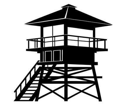 lifeguard tower black silhouette vector,lifeguard tower icon