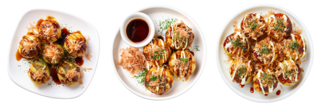 Delicious takoyaki balls japan food photography transparent background culinary delight