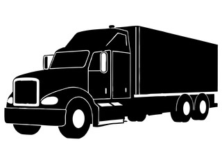 semi truck  silhouette vector,semi truck icon vector