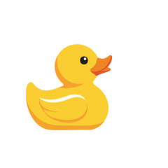 Cartoon Yellow Rubber Duck with Orange Beak and Black Eye Detail